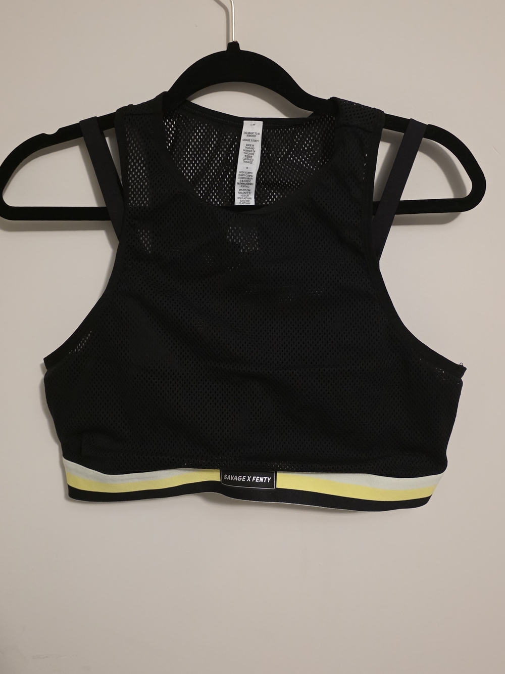 Savage X Fenty Black Mesh Sports Bralette Yellow Trim Plus Size 1X